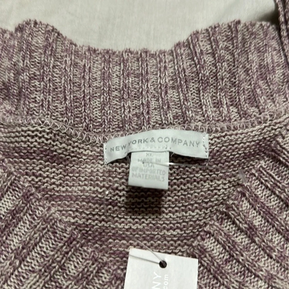 Ny & Company Cold Shoulder Sweater purple and cream size XL NWT - Picture 4 of 4